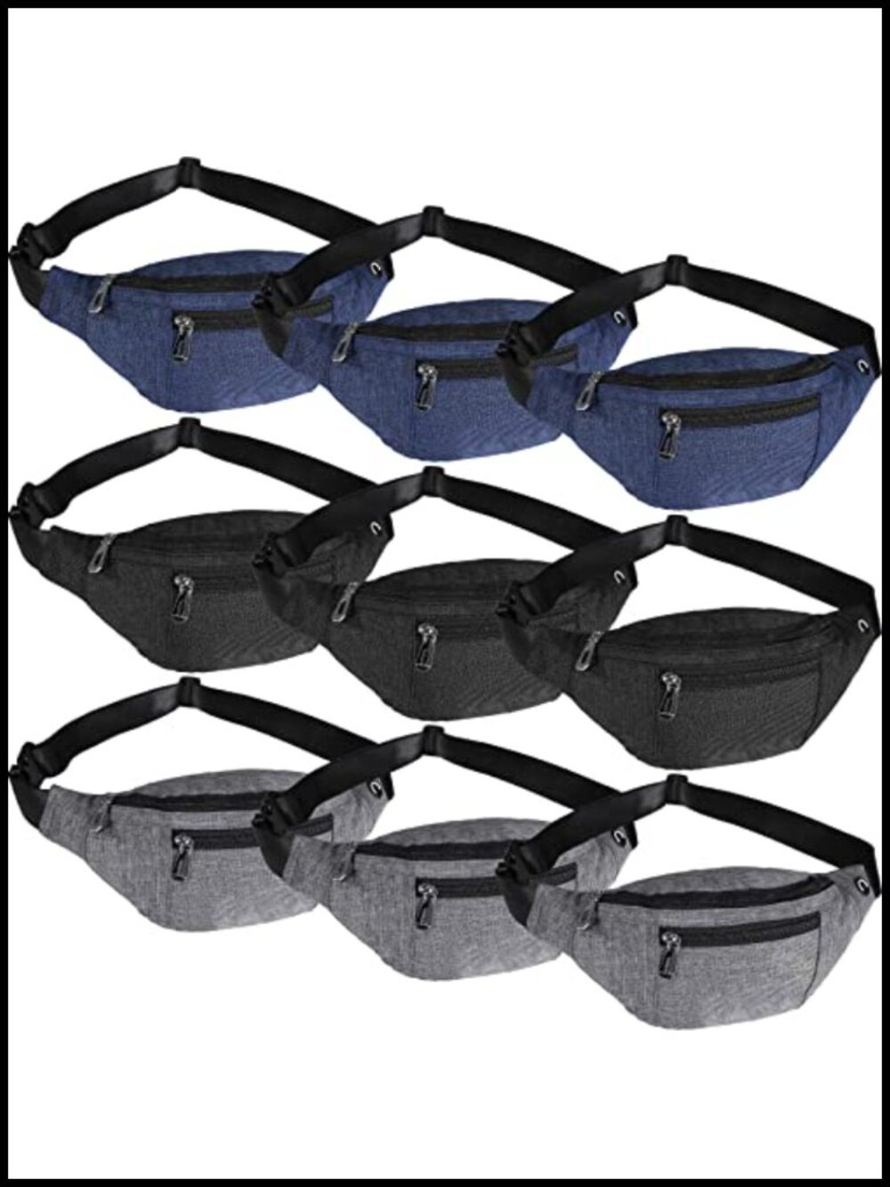 9 Pack Waterproof Waist Packs Bulk Adjustable Running Belt Bags